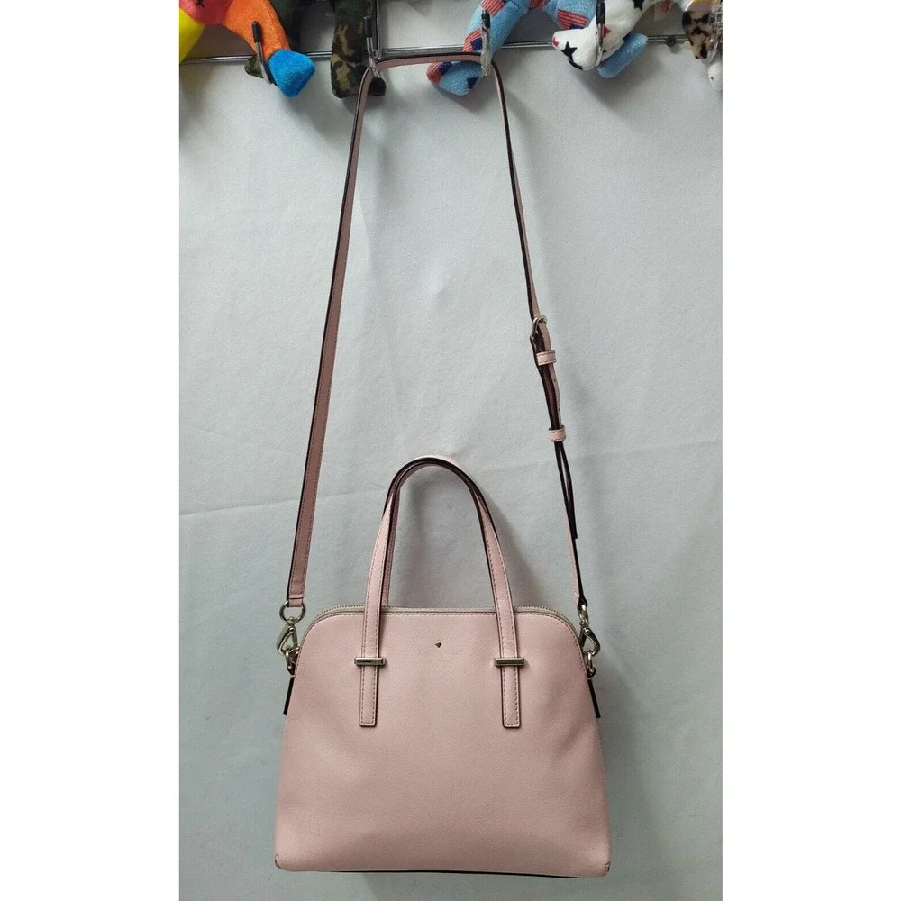 Kate Spade New York Pink Crossgrain Leather Domed Double Handles Satchel Bag